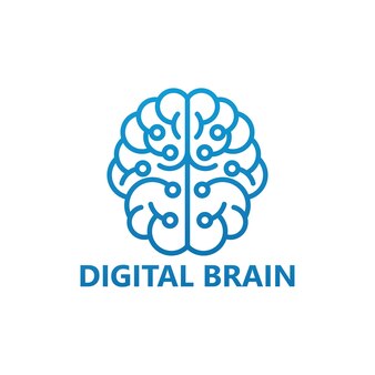 Modelo de design de logotipo digital do cérebro
