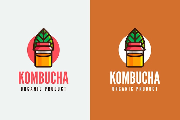 Vetor grátis modelo de design de logotipo kombucha