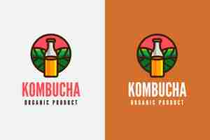 Vetor grátis modelo de design de logotipo kombucha