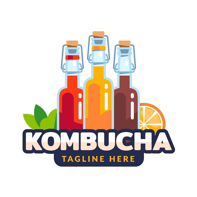 Vetor grátis modelo de design de logotipo kombucha