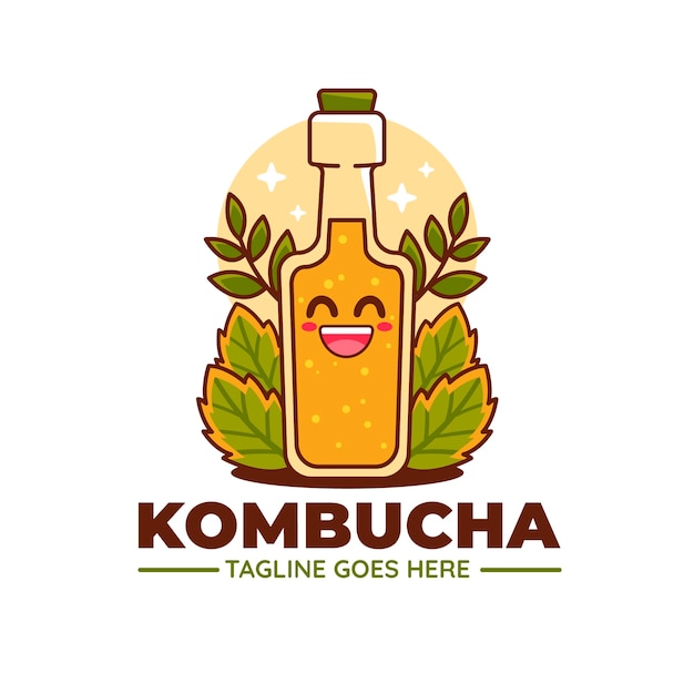 Vetor grátis modelo de design de logotipo kombucha