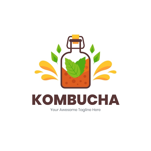 Modelo de design de logotipo kombucha