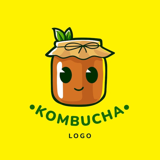 Vetor grátis modelo de design de logotipo kombucha