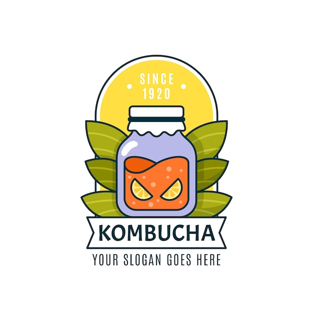 Vetor grátis modelo de design de logotipo kombucha