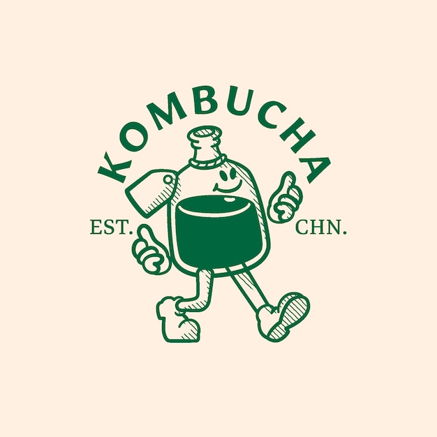 Vetor grátis modelo de design de logotipo kombucha