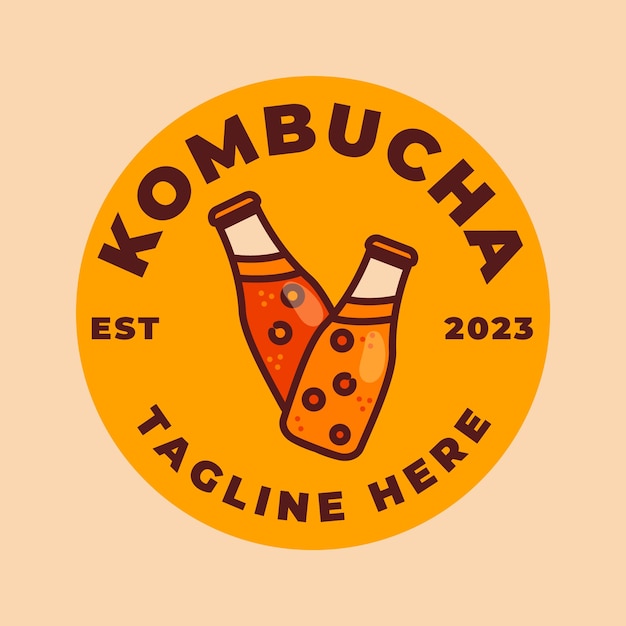 Vetor grátis modelo de design de logotipo kombucha