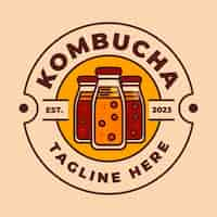 Vetor grátis modelo de design de logotipo kombucha