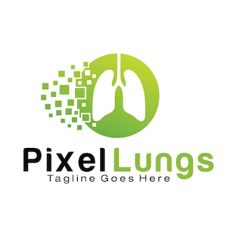 Modelo de design de logotipo pixel lungs