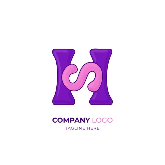 Modelo de design de logotipo sh desenhado à mão