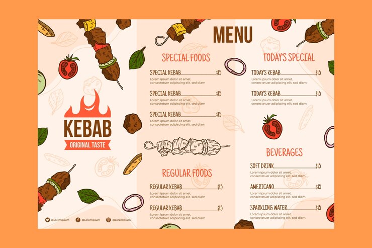 Vetor grátis modelo de design de menu de kebab