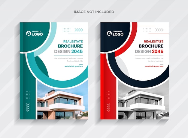 Modelo de design de página de capa de brochura de negócios imobiliários ou empresariais Vetor Premium