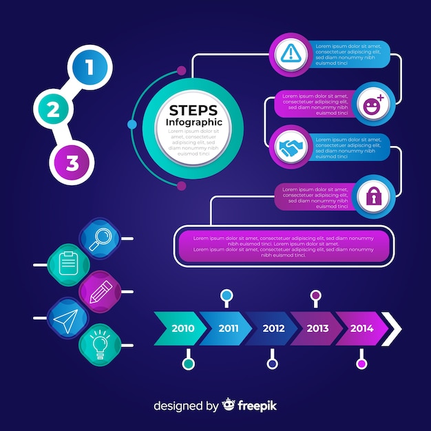 Modelo de design infográfico escuro