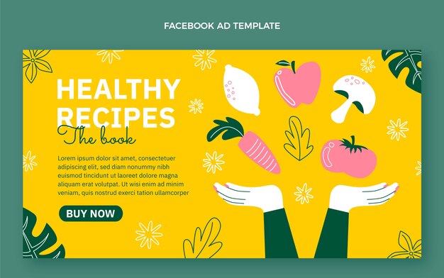 Modelo de design plano de comida saudável no Facebook