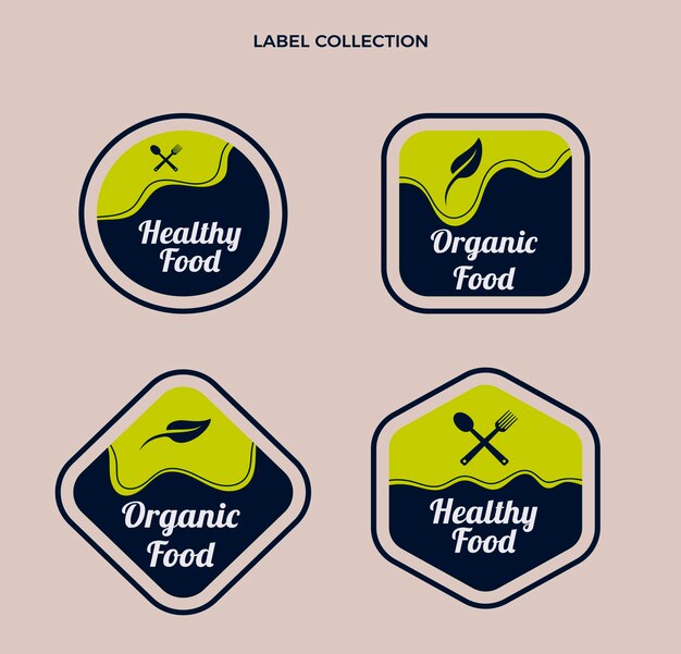 Modelo de design plano de rótulos de alimentos