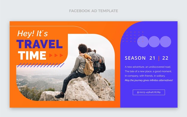 Modelo de design plano de viagens no Facebook