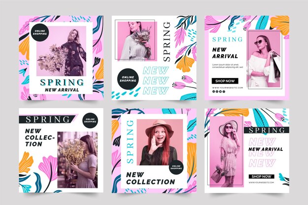Modelo de design plano instagram pós venda de primavera