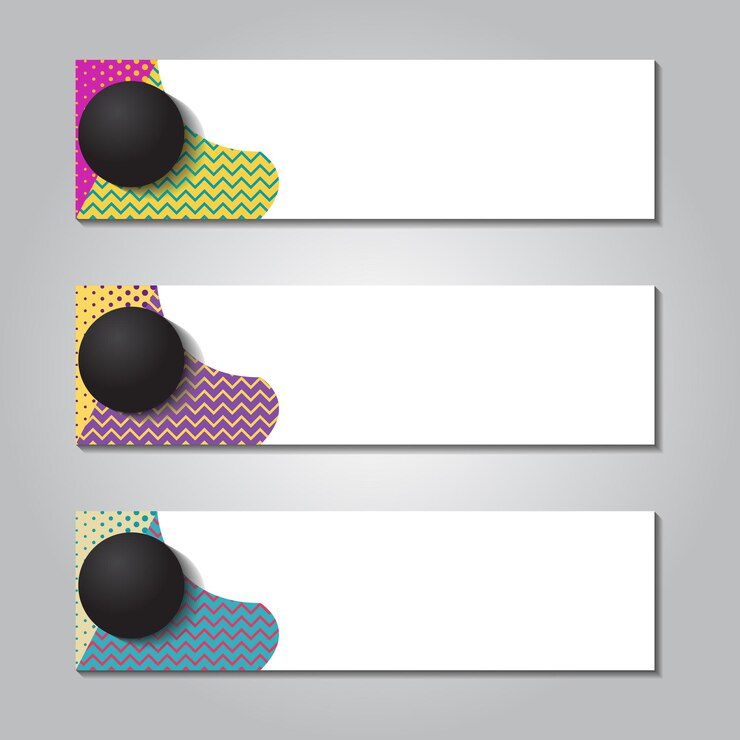Vetor grátis modelo de design web de banner abstrato vetorial layout de design de banner de estilo colorido retrô e pop art