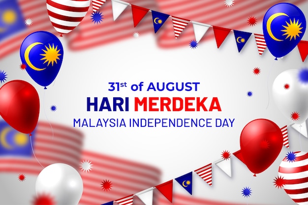Vetor grátis modelo de dia da independência da malásia gradiente