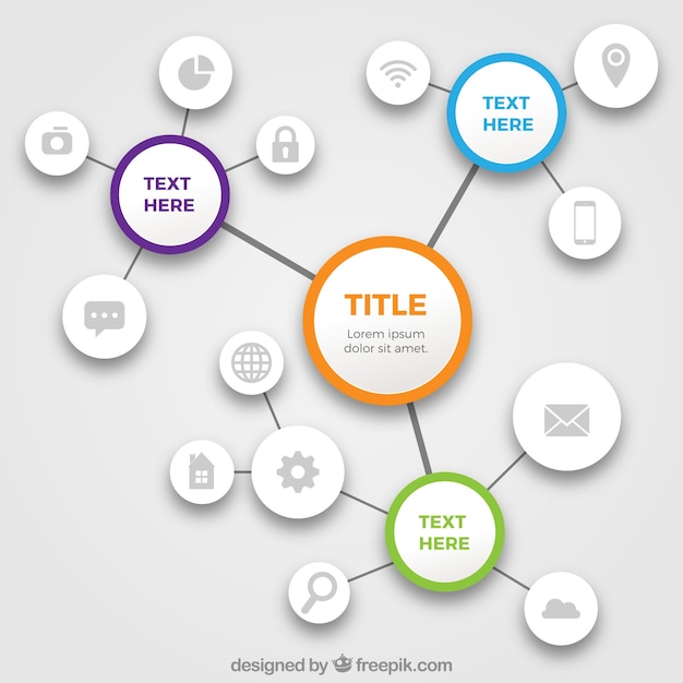 Vetor grátis modelo de diagrama com variedade de ícones