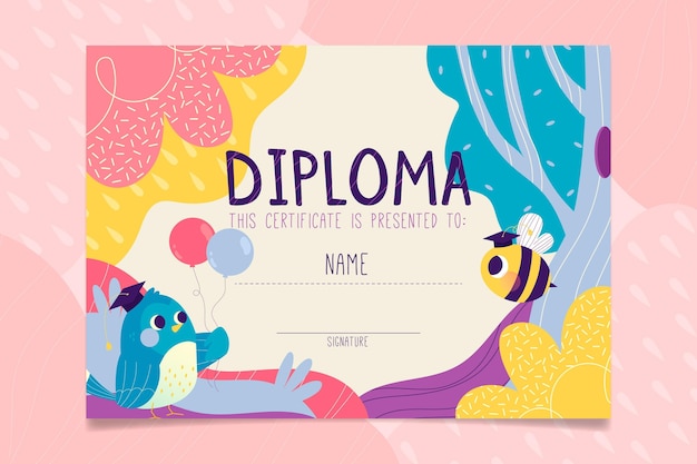 Modelo de diploma para crianças