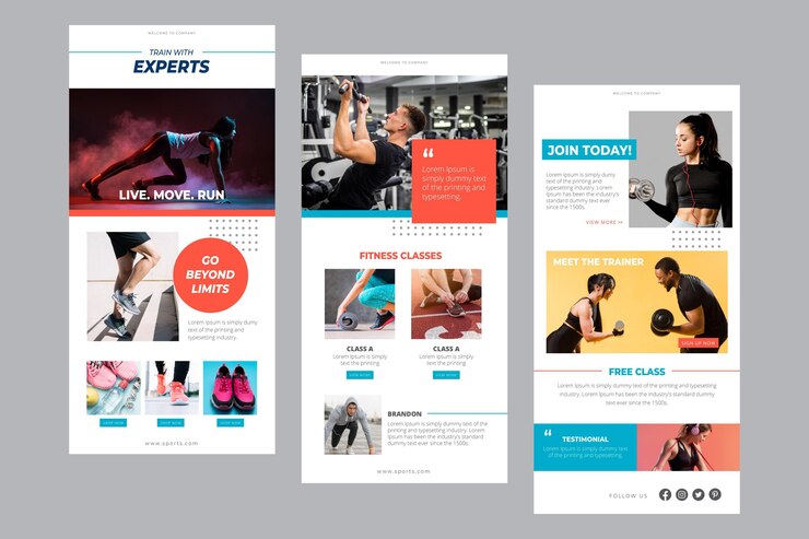 Vetor grátis modelo de email de fitness