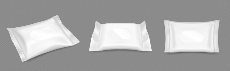 Vetor grátis modelo de embalagem de toalhas molhadas brancas modelo de bolsa em branco
