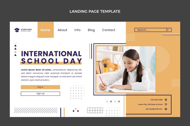 Modelo de escola internacional mínima de design plano