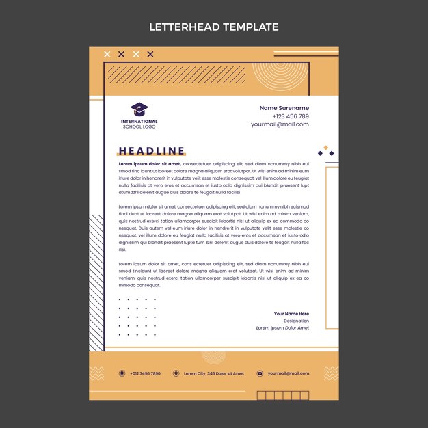 Modelo de escola internacional mínima de design plano