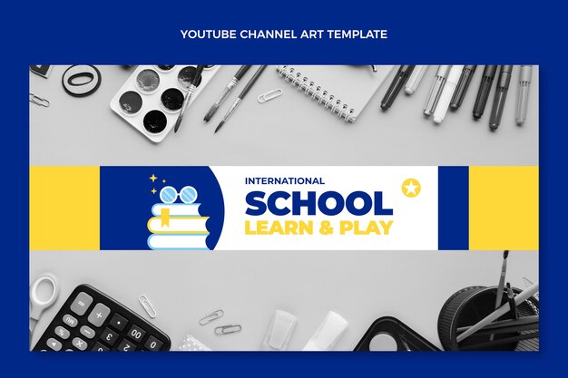 Modelo de escola internacional mínima de design plano