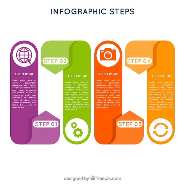 Vetor grátis modelo de etapas de infografia criativa