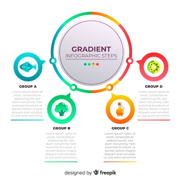 Vetor grátis modelo de etapas de infográfico gradiente