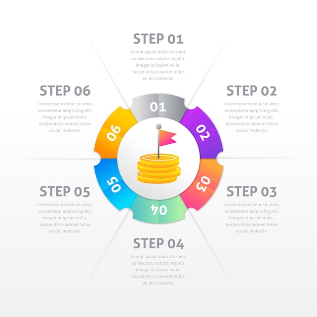 Vetor grátis modelo de etapas de infográfico gradiente