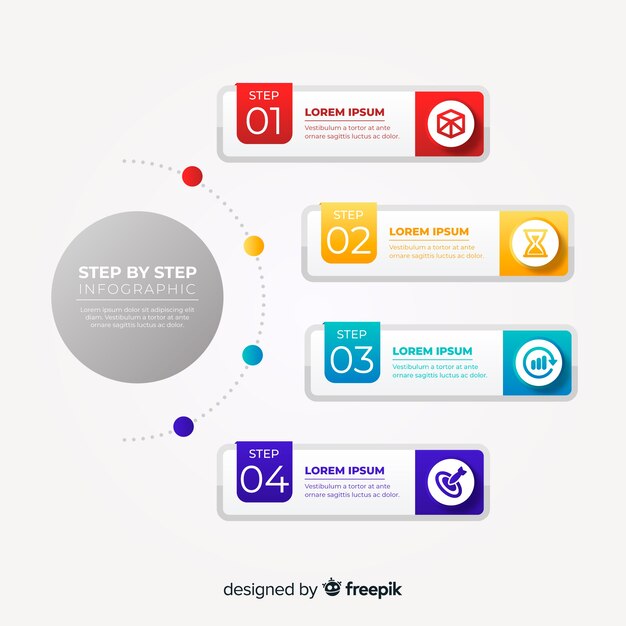 Modelo de etapas de infográfico plana