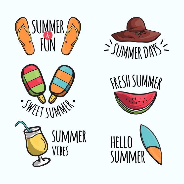 Vetor grátis modelo de etiquetas de verão