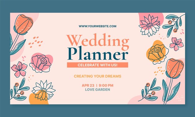 Modelo de facebook de casamento floral mínimo