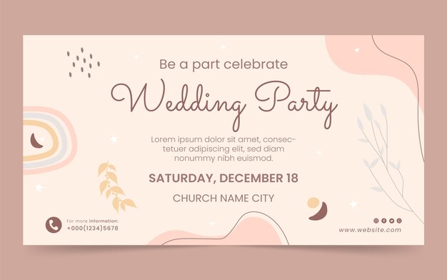 Modelo de facebook de celebração de casamento boho