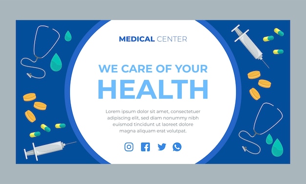 Modelo de facebook de centro médico desenhado a mão