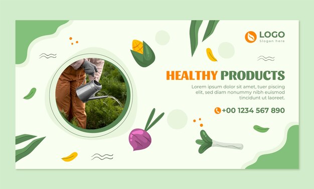 Modelo de facebook de empresa de agricultura de design plano