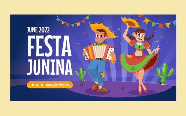 Modelo de facebook de festa junina desenhada à mão