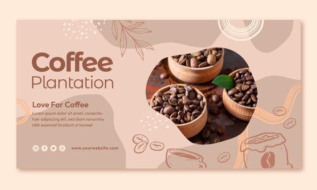 Modelo de facebook de plantação de café desenhado à mão
