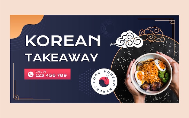 Modelo de facebook de restaurante coreano gradiente