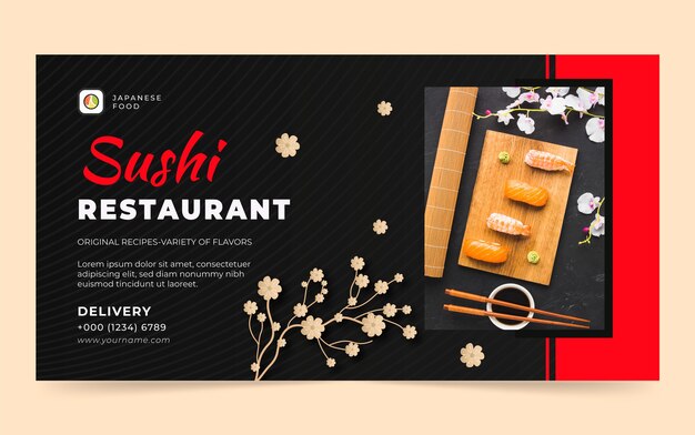 Modelo de facebook de restaurante japonês