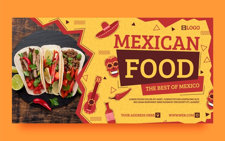 Modelo de facebook de restaurante mexicano de design plano