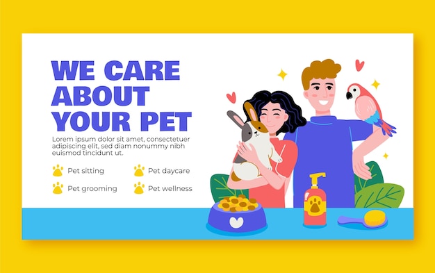 Vetor grátis modelo de facebook desenhado à mão para pet shop