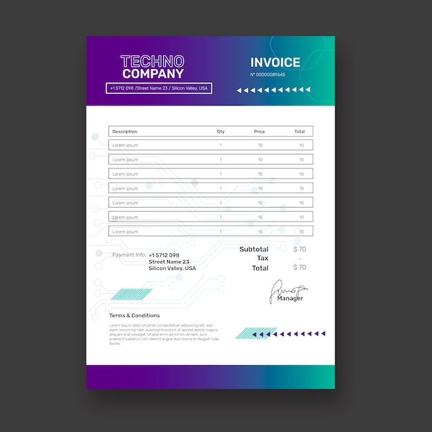 Modelo de fatura de tecnologia de meio-tom gradiente