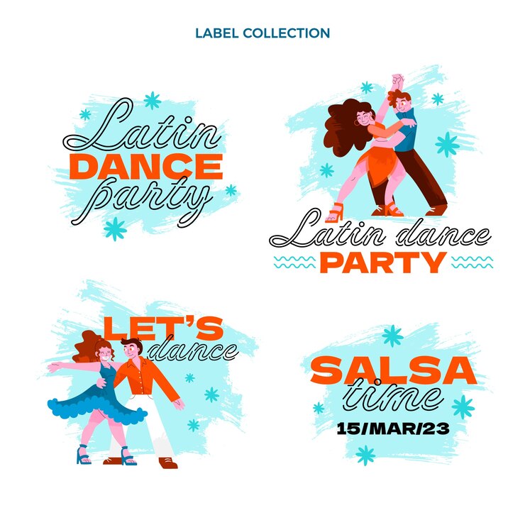Vetor grátis modelo de festa de dança latina de design plano desenhado à mão