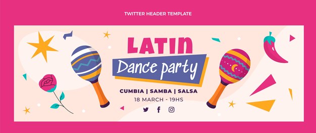 Modelo de festa de dança latina de design plano desenhado à mão