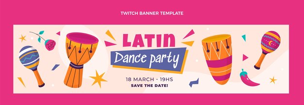 Modelo de festa de dança latina de design plano desenhado à mão