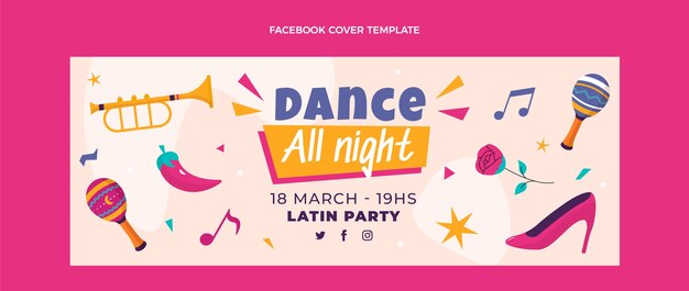 Modelo de festa de dança latina de design plano desenhado à mão