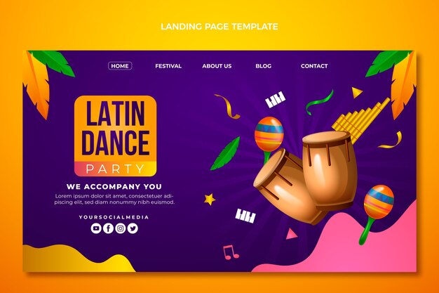 Modelo de festa de dança latina gradiente